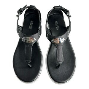 MICHAEL Michael Kors Moderate T Strap Black Sandals US 6M‎